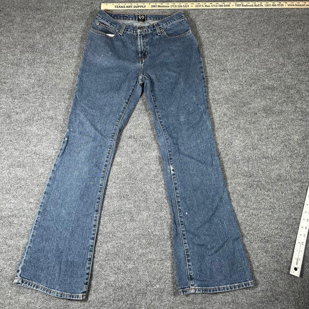XOXO Jeans Womens Size 7/8 Blue Flare Leg Medium Wash Denim Vintage Y2K Flawed